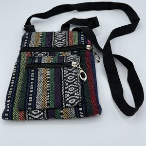 Vintage Style Purse Multicolor Boho Crossbody For Women 6” x 7” 2 Pockets New